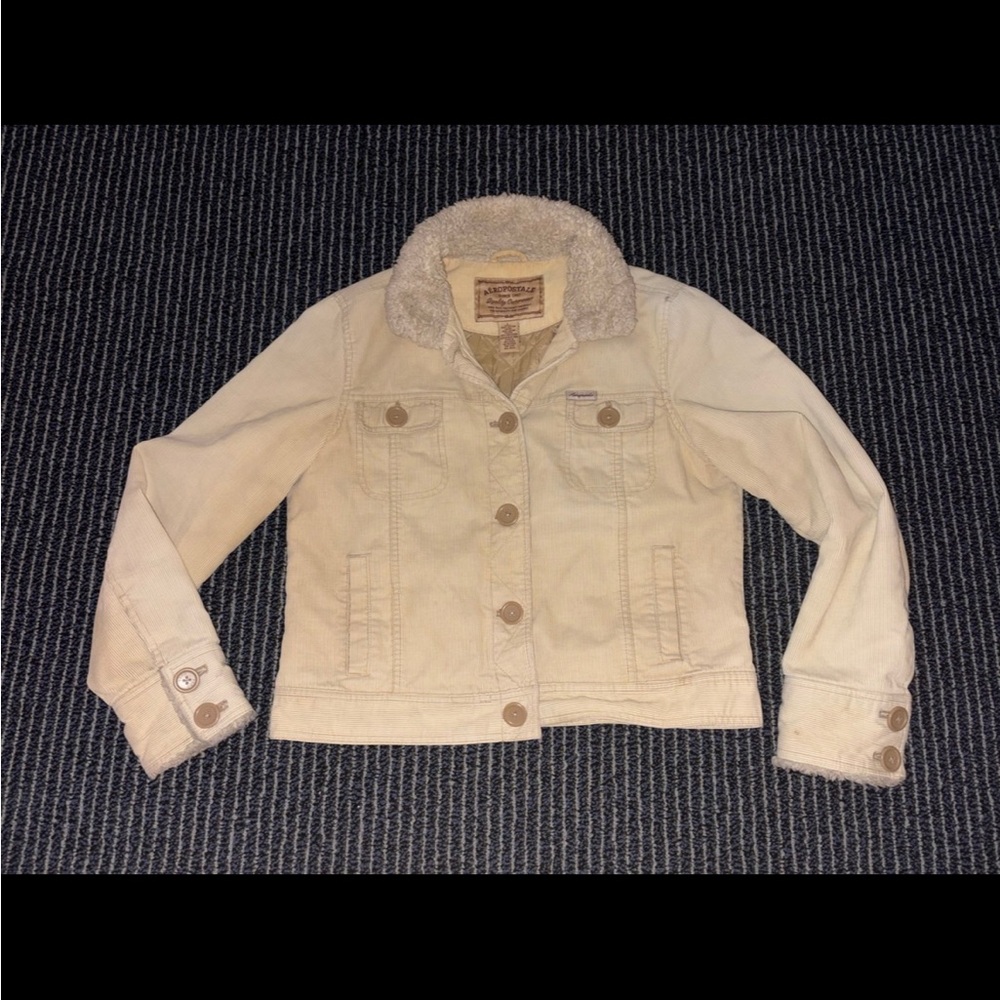 Aeropostale Kids Tan Jean Jacket with Shearling Collar
